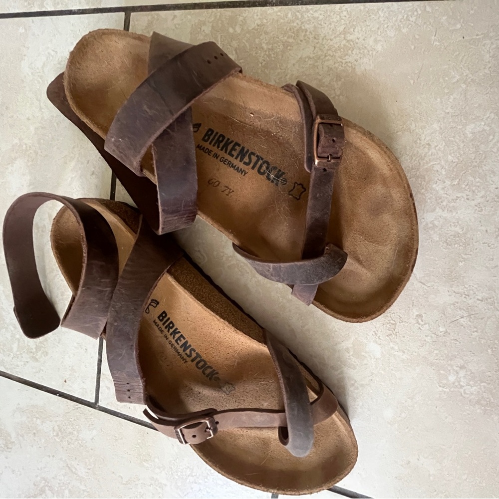 Birkenstock Dark Brown Leather Sandals